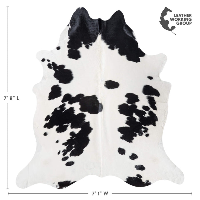 Brazilian Black and White Cowhide Rug Size 7'8" L x 7'1" W 8554