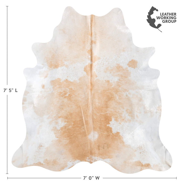 Brazilian Palomino and White Cowhide Rug Size 7'5" L x 7'0" W 8570
