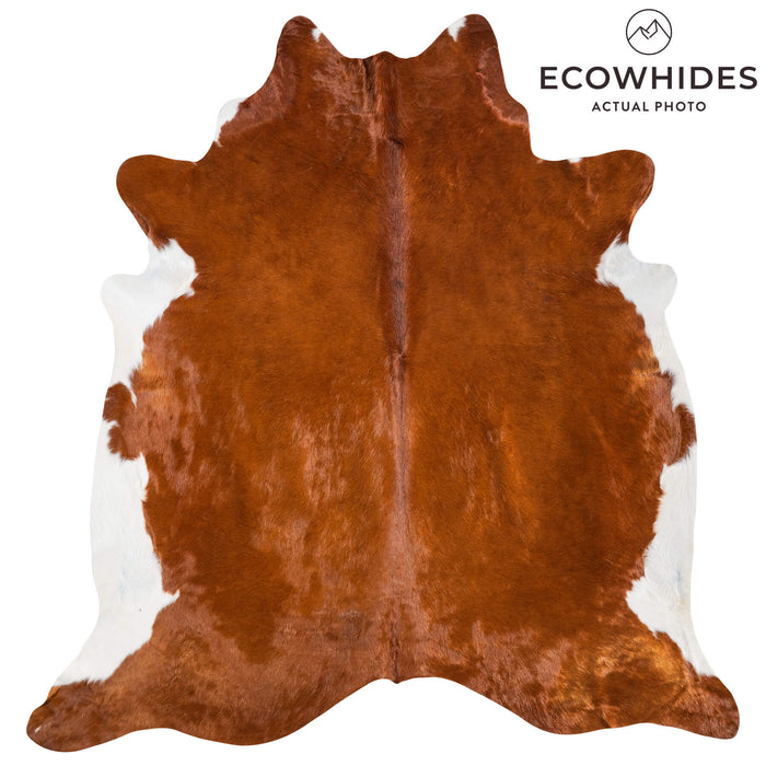 Brazilian Brown and White Cowhide Rug Size 7'6" L x 7'1" W 8587