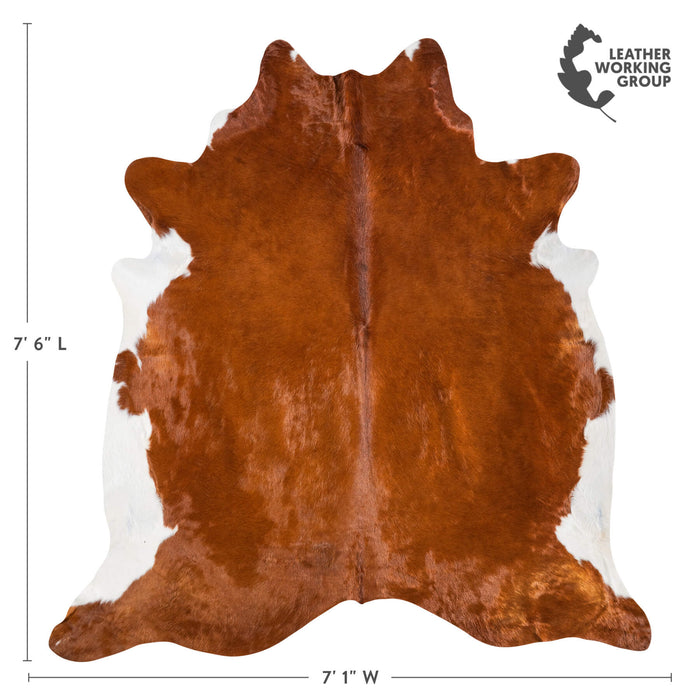 Brazilian Brown and White Cowhide Rug Size 7'6" L x 7'1" W 8587