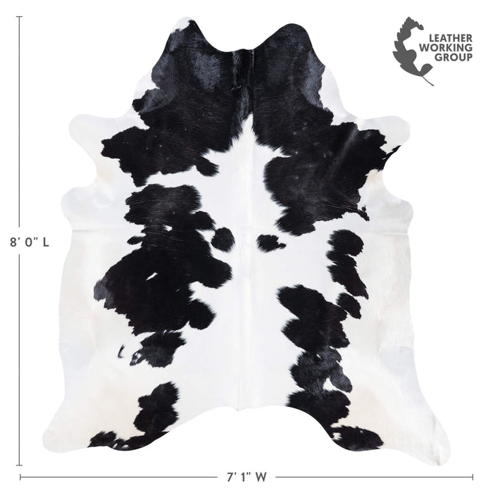 Brazilian Black and White Cowhide Rug Size 8'0" L x 7'1" W 8596