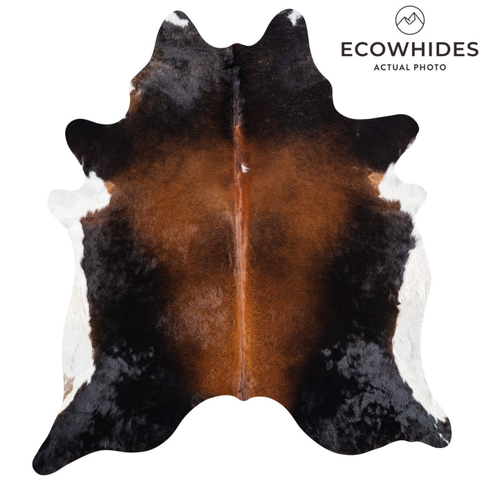Brazilian Chocolate and White Cowhide Rug Size 7'9" L x 7'0" W 8601