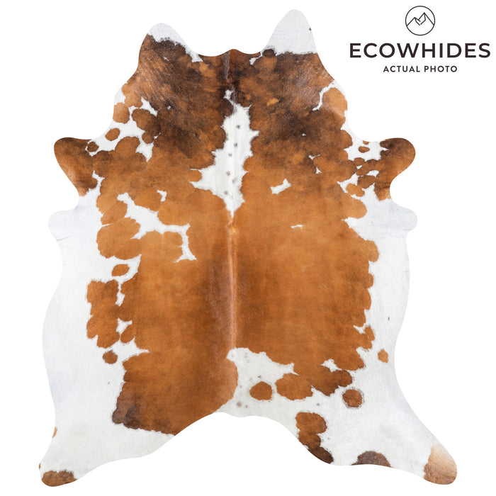 Brazilian Brown and White Cowhide Rug Size 7'8" L x 6'9" W 8610