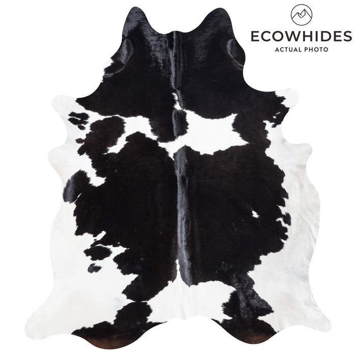 Brazilian Black and White Cowhide Rug Size 7'10" L x 7'0" W 8612