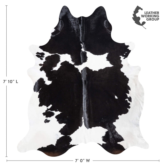 Brazilian Black and White Cowhide Rug Size 7'10" L x 7'0" W 8612