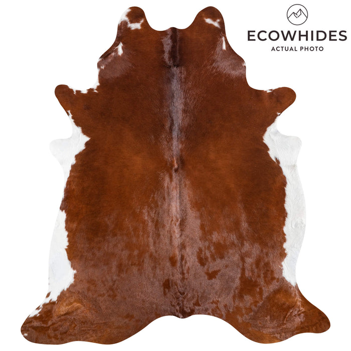 Brazilian Brown and White Cowhide Rug Size 7'5" L x 6'9" W 8631