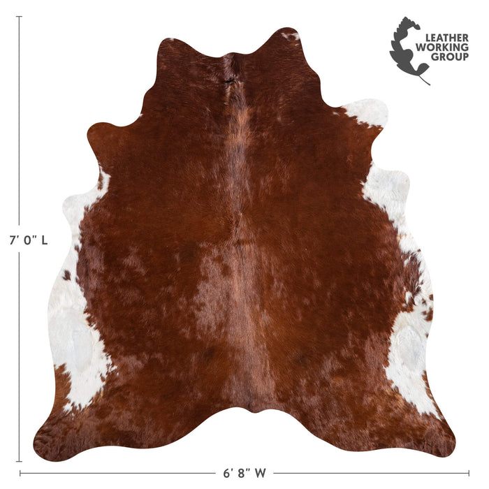 Brazilian Brown and White Cowhide Rug Size 7'0" L x 6'8" W 8635