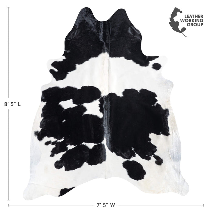 Brazilian Black and White Cowhide Rug Size 8'5" L x 7'5" W 8639
