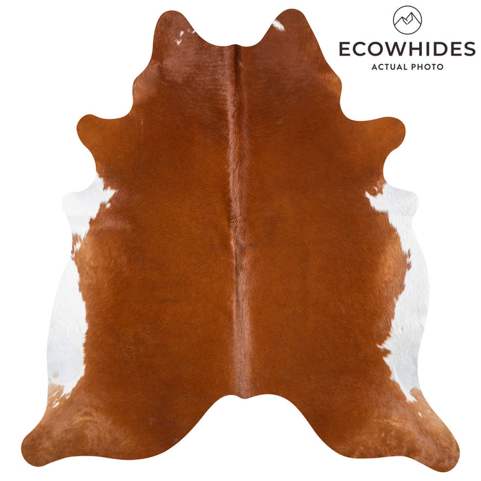 Brazilian Brown and White Cowhide Rug Size 7'2" L x 6'9" W 8641