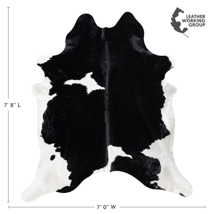 Brazilian Black and White Cowhide Rug Size 7'8" L x 7'0" W 8651