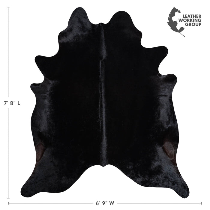Brazilian Solid Black Cowhide Rug Size 7'8" L x 6'9" W 8657