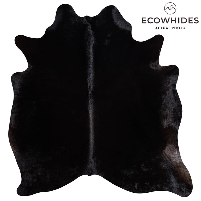 Brazilian Solid Black Cowhide Rug Size 6'10" L x 6'0" W 8660