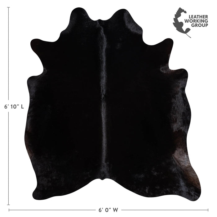 Brazilian Solid Black Cowhide Rug Size 6'10" L x 6'0" W 8660