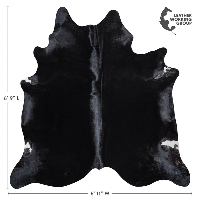 Brazilian Solid Black Cowhide Rug Size 6'9" L x 6'11" W 8663