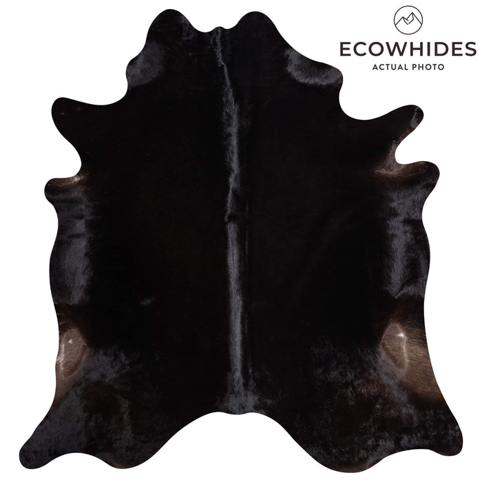 Brazilian Solid Black Cowhide Rug Size 7'1" L x 6'8" W 8665