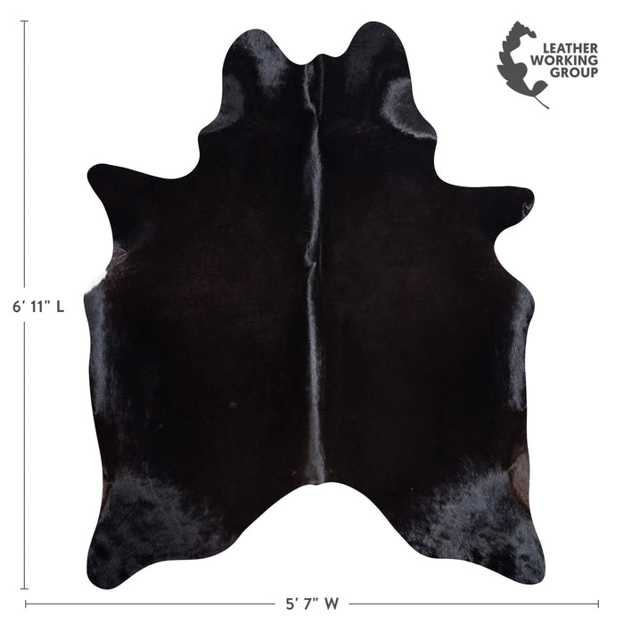 Brazilian Solid Black Cowhide Rug Size 6'11" L x 5'7" W 8676