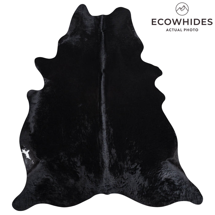 Brazilian Solid Black Cowhide Rug Size 6'8" L x 5'11" W 8680
