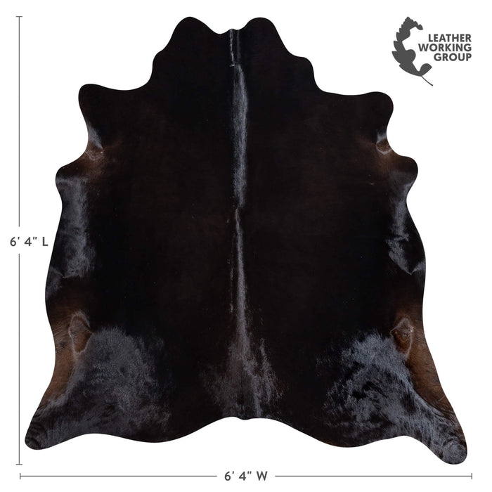 Brazilian Solid Black Cowhide Rug Size 6'4" L x 6'4" W 8682