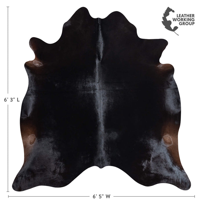 Brazilian Solid Black Cowhide Rug Size 6'3" L x 6'5" W 8683