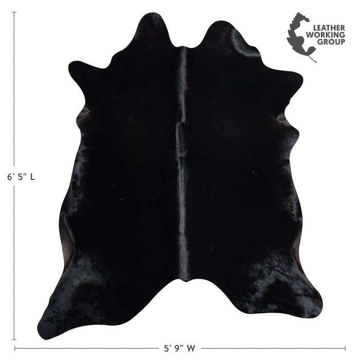 Brazilian Solid Black Cowhide Rug Size 6'5" L x 5'9" W 8687