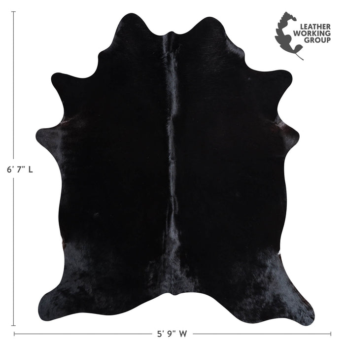 Brazilian Solid Black Cowhide Rug Size 6'7" L x 5'9" W 8688