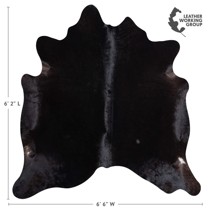 Brazilian Solid Black Cowhide Rug Size 6'2" L x 6'6" W 8689