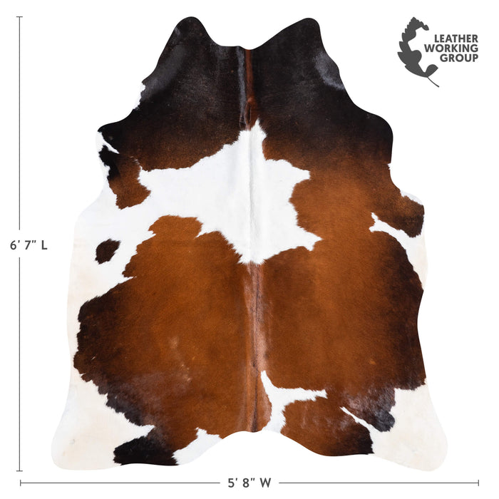 Brazilian Chocolate and White Cowhide Rug Size 6'7" L x 5'8" W 8706