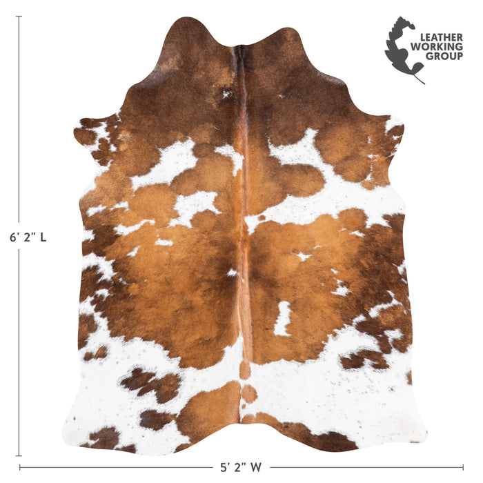 Brazilian Chocolate and White Cowhide Rug Size 6'2" L x 5'2" W 8708
