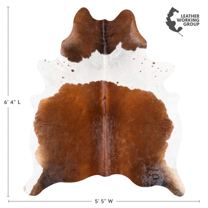 Brazilian Chocolate and White Cowhide Rug Size 6'4" L x 5'5" W 8709
