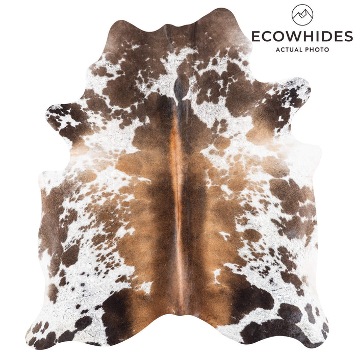 Brazilian Chocolate and White Cowhide Rug Size 6'7" L x 5'10" W 8712