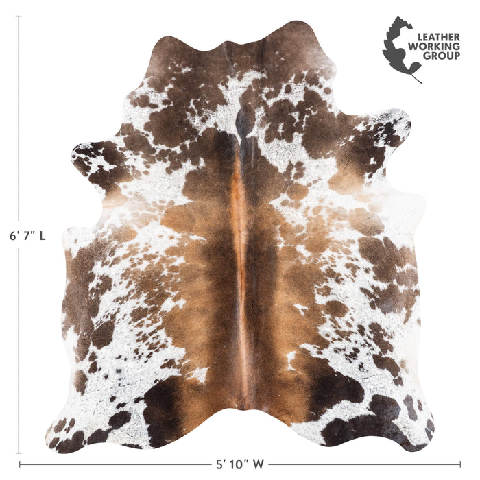 Brazilian Chocolate and White Cowhide Rug Size 6'7" L x 5'10" W 8712