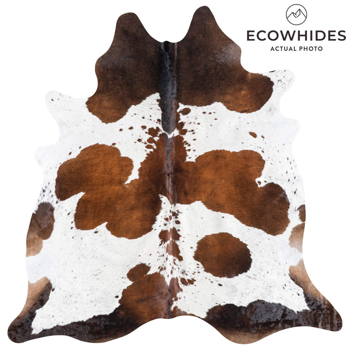 Brazilian Chocolate and White Cowhide Rug Size 7'3" L x 7'1" W 8718