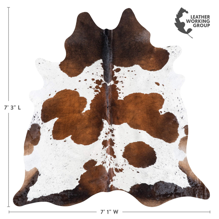 Brazilian Chocolate and White Cowhide Rug Size 7'3" L x 7'1" W 8718