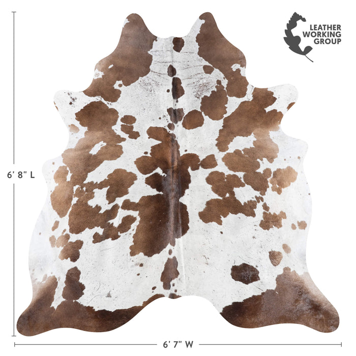 Brazilian Chocolate and White Cowhide Rug Size 6'8" L x 6'7" W 8719