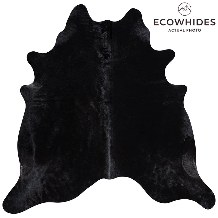 Brazilian Solid Black Cowhide Rug Size 6'11" L x 7'1" W 8725