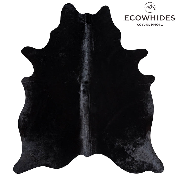 Brazilian Solid Black Cowhide Rug Size 7'4" L x 6'4" W 8727