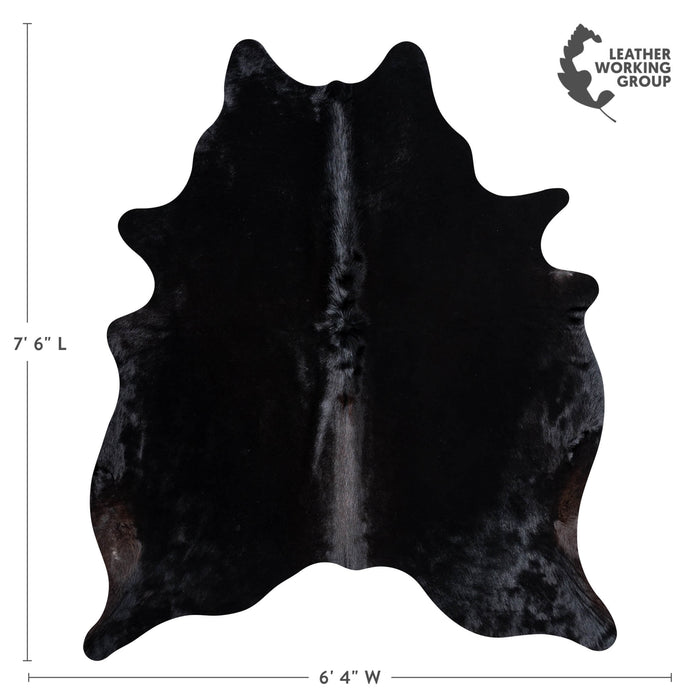 Brazilian Solid Black Cowhide Rug Size 7'6" L x 6'4" W 8728