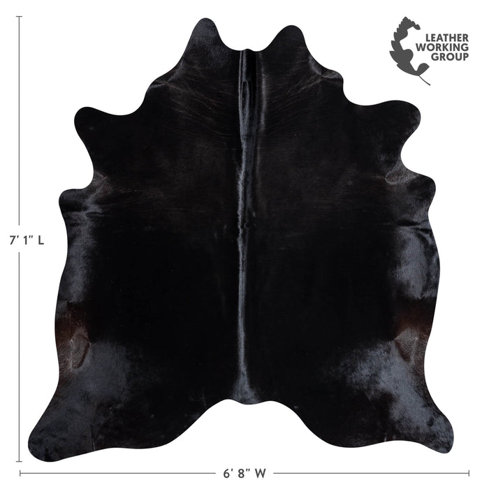 Brazilian Solid Black Cowhide Rug Size 7'1" L x 6'8" W 8730