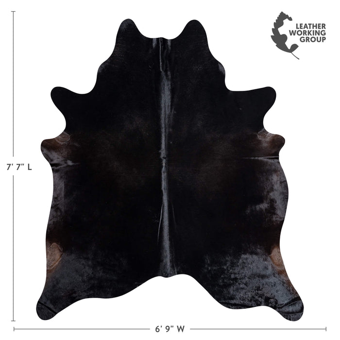 Brazilian Solid Black Cowhide Rug Size 7'7" L x 6'9" W 8732