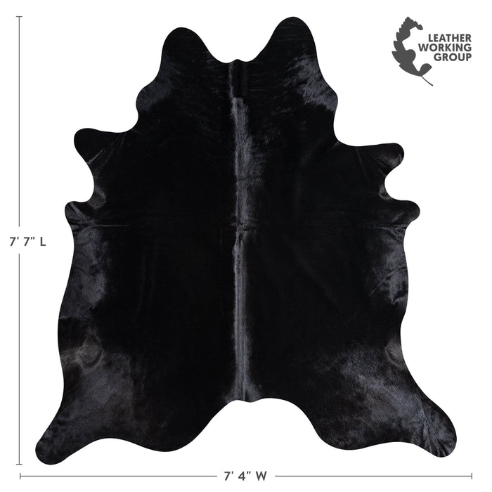 Brazilian Solid Black Cowhide Rug Size 7'7" L x 7'4" W 8736