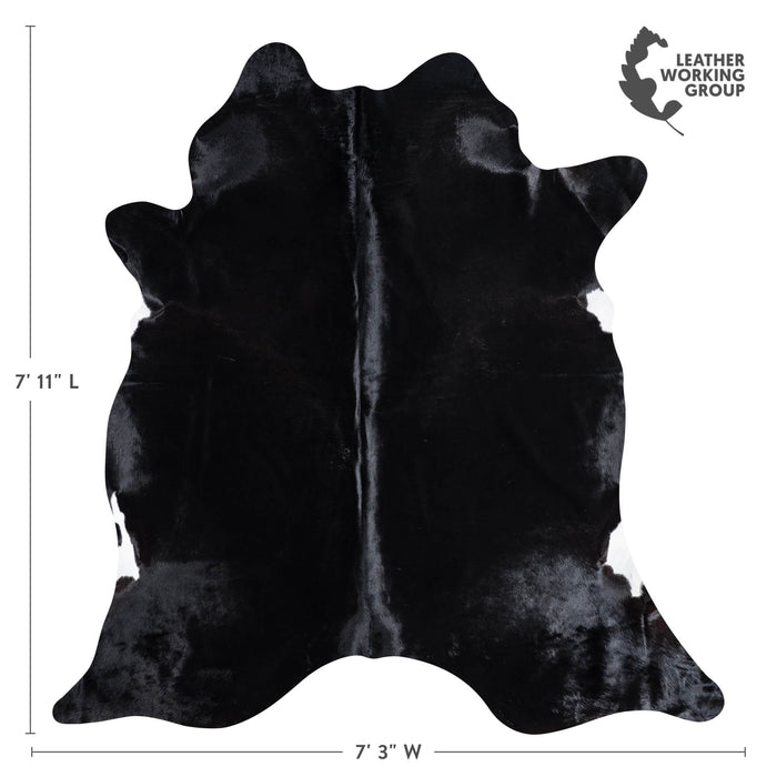 Brazilian Solid Black Cowhide Rug Size 7'11" L x 7'3" W 8737