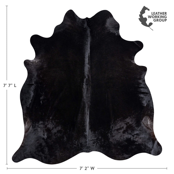 Brazilian Solid Black Cowhide Rug Size 7'7" L x 7'2" W 8738