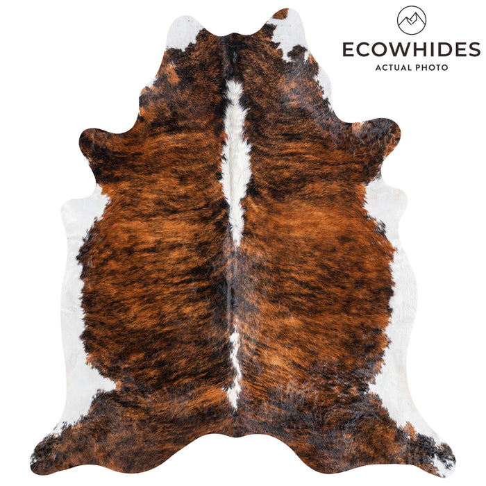 Brazilian Brindle White Belly and Backbone Cowhide Rug Size 7'2" L x 6'6" W 8774
