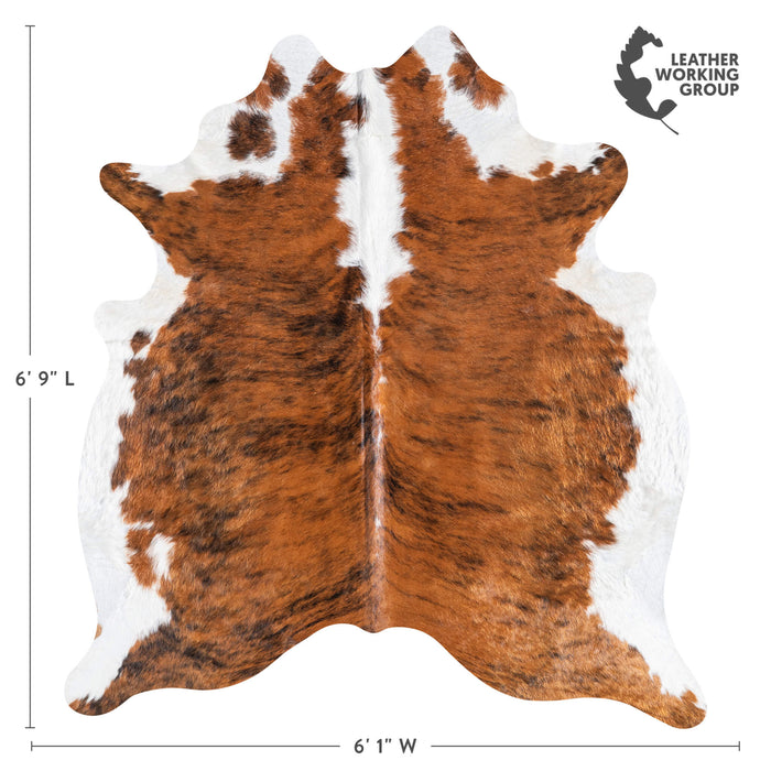 Brazilian Brindle White Belly and Backbone Cowhide Rug Size 6'9" L x 6'1" W 8783