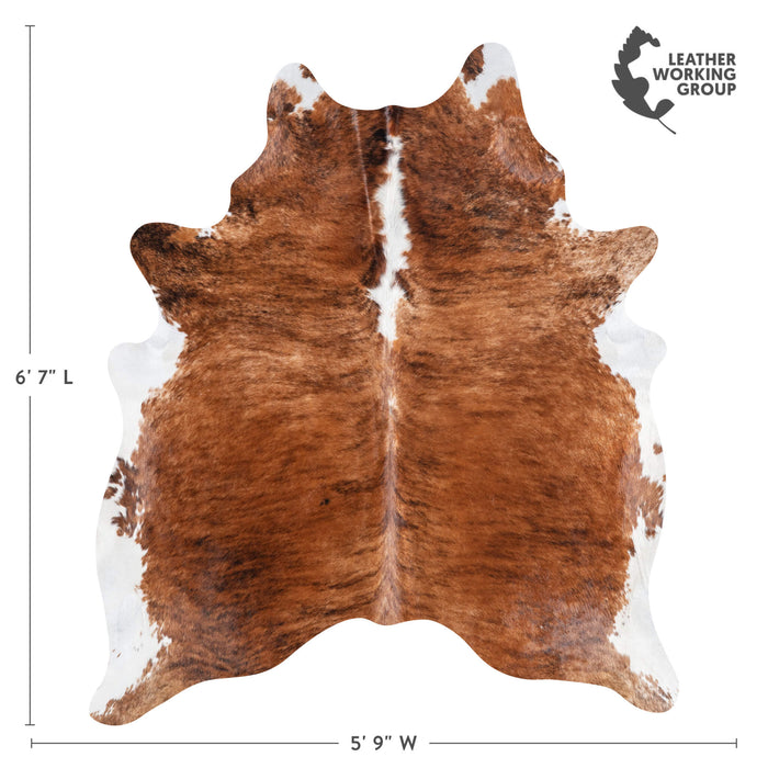 Brazilian Brindle White Belly and Backbone Cowhide Rug Size 6'7" L x 5'9" W 8785