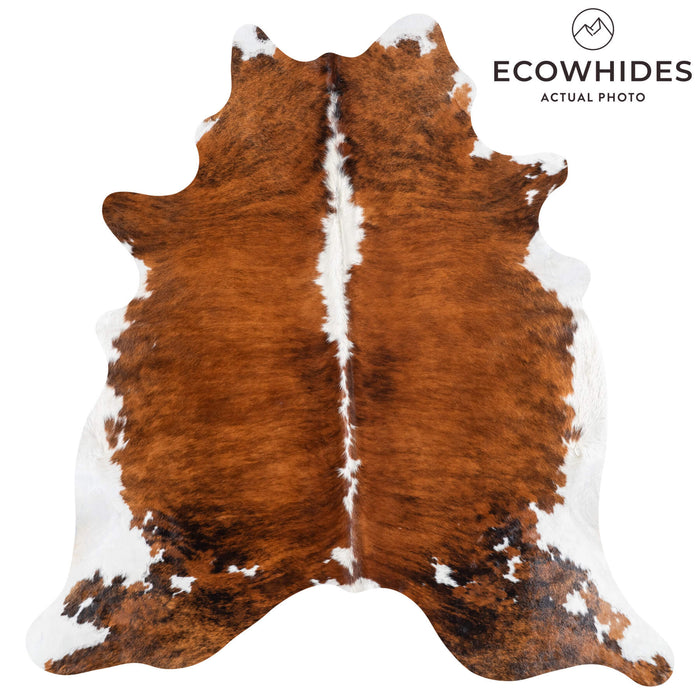 Brazilian Brindle White Belly and Backbone Cowhide Rug Size 6'10" L x 6'6" W 8787