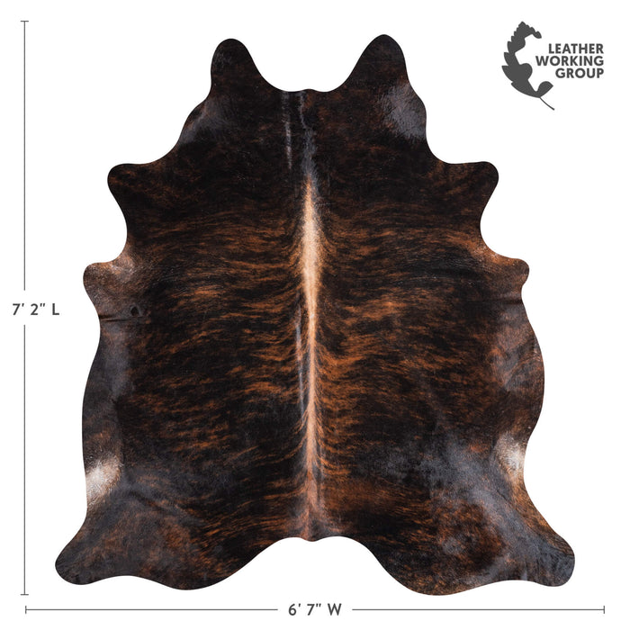Brazilian Dark Brindle Cowhide Rug Size 7'2" L x 6'7" W 8805