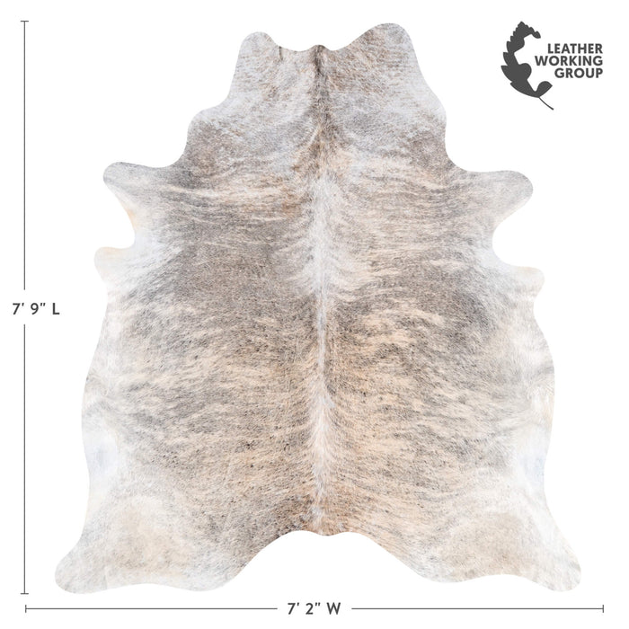 Brazilian Light Grey Brindle Cowhide Rug Size 7'9" L x 7'2" W 8869