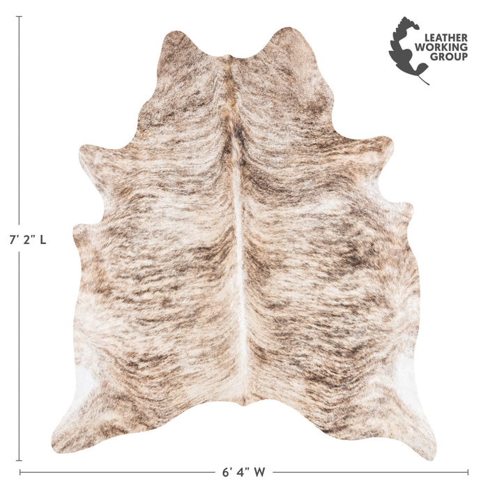Brazilian Light Grey Brindle Cowhide Rug Size 7'2" L x 6'4" W 8877