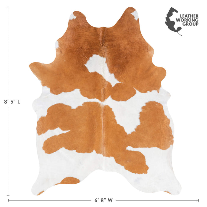 Brazilian Brown and White Cowhide Rug Size 8'5" L x 6'8" W 8882